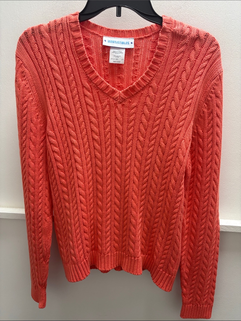 Women’s Coral Cable V-Neck Sweater by